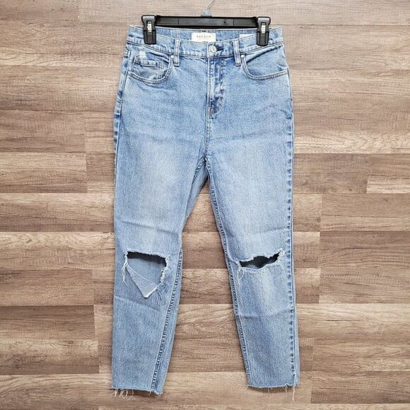 Pacsun Vintage Icon Ripped Busted Knee High Rise Jeans Raw Hem Womens 28‎ - Picture 2 of 13
